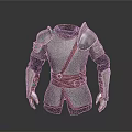 Medieval Metal Armor With Red Belt And Shiny Metallic Surface Design