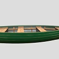 Traditional Green Wooden Boat With Wooden Planks And Classic Design Structure