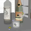 Decorative Ornament Set With Wine Bottles Martini Glass And Tumbler On Tabletop