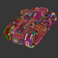 Pink Armored Vehicle With Intricate Mechanical Structures And Large Wheels
