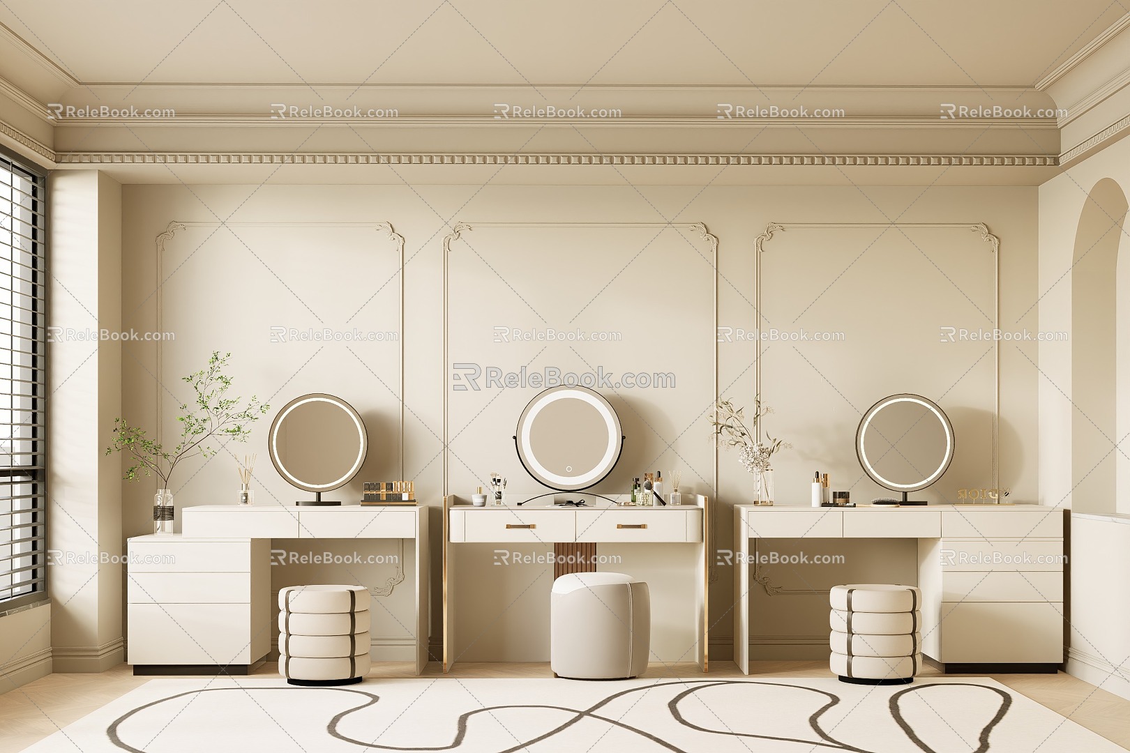 Modern cream dressing table 3d model