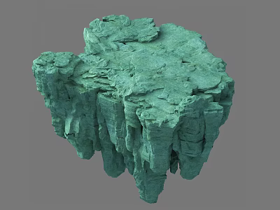 Garden Landscape Decorative Green Rock With Textured Surface And Cliff Edges 3d model