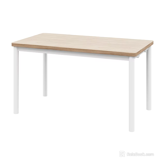 Simple Modern Desk With Light Wood Top And White Legs In Minimalist Design For Home Office Use 3d model 