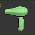 Green Low Poly Hair Dryer With Modern Stylish Design And Smooth Surface