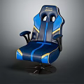 DX Racer Blue And Gold Gaming Chair With Ergonomic High Back Armrests And Racing Design