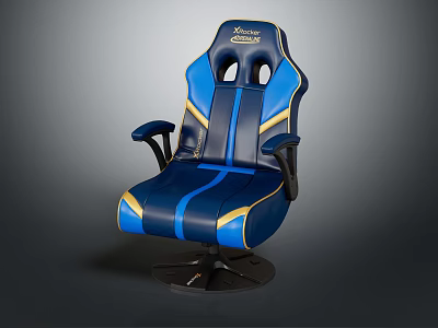 DX Racer Blue And Gold Gaming Chair With Ergonomic High Back Armrests And Racing Design 3d model