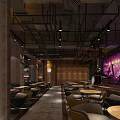 Modern Bar Interior With Wooden Tables Wine Racks Leather Seats And Pendant Lights