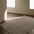 Square Carpet With Textured Pattern On Wooden Floor Near Windows With White Curtains Natural Light