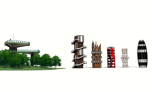 Modern Watchtower Sightseeing Tower 3d model