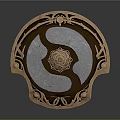 Ornate Decorative Shield With Copper Frame Intricate Patterns And Yin Yang Design 3d model