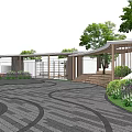Modern Landscape Architecture Post Building Public Building Small Public Building Shop Building 3d model