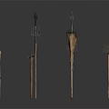 Ancient Weapons Collection Featuring Spears Arrowheads Axes And Tools On White Background