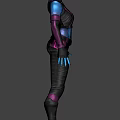 Game Movie Character Blue Skin Purple Black Combat Suit Full Body Design
