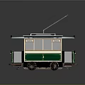 Vintage Green And White Tram Number 3 With Strasbourg Sign Roof Pantograph And Open Carriage