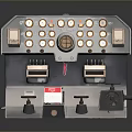 Industrial Mechanical Control Panel With Circular Buttons Knobs Dials And Levers