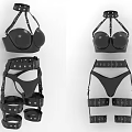 Stylish Black Corset And Harness Apparel With Straps And Buckles Design