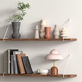 Wall Decoration Rack Storage Board Vase Book Table Lamp Ornaments Combination Rattan Single Chair 3d model