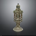 Ornate Multi Tiered Decorative Tower With Intricate Carvings Detailed Patterns And Sturdy Base