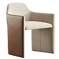 Modern Leisure Chair With Beige Fabric Seat And Black Leather Armrests