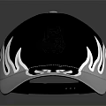 Black Baseball Cap With White Flame Patterns And Gray Brim Stylish Design 3d model