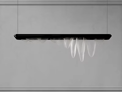 Modern Black Frame Chandelier With White Petal Shaped Glass Shades For Interior Ceiling 3d model