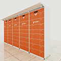 Public Facility Orange Storage Lockers With Multiple Compartments And Secure Design 3d model