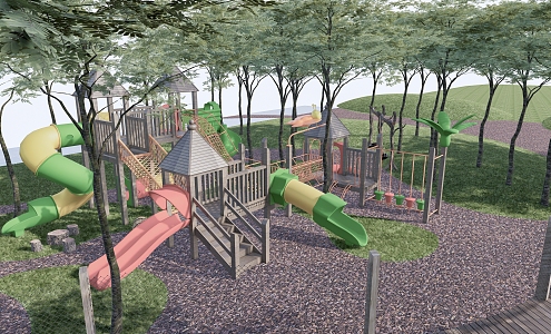 Modern children's play area Children's natural play area 3d model