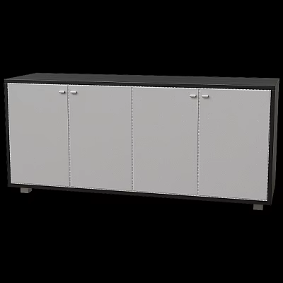 Modern Entryway Side Cabinet With White Doors Black Frame And Metal Handles 3d model