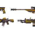 Science Fiction Gun A Group of Pistols Cyberpunk Guns Game Gun Low Face Number Low Model Simple Model Game Sub-era Movie and TV Level Super Realism 3d model