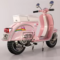Vintage Pink Scooter With Cute Cartoon Patterns Retro Design And Decorative Details