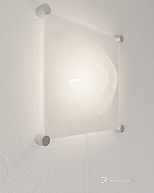 Modern Minimalist Wall Lamp on White Wall with Transparent Glass Lampshade and Metal Brackets 3d model 