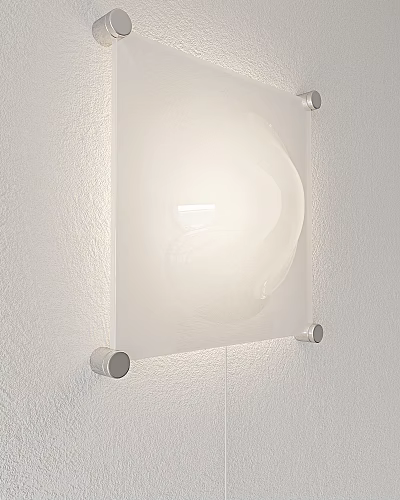 Modern Minimalist Wall Lamp on White Wall with Transparent Glass Lampshade and Metal Brackets 3d model