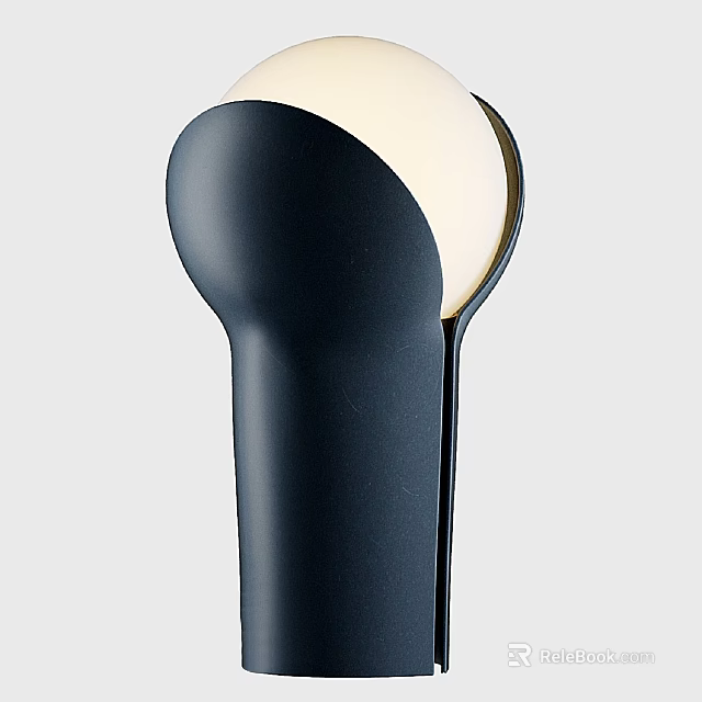 Modern Sleek Table Lamp With Black Body And White Shade Minimalist Design 3d model 