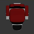 Red Upholstered Modern Barber Chair With White Armrests And Round Base