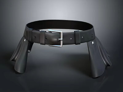 Stylish Black Coffee Table With Metal Buckle Detail And Durable Leg Structure 3d model