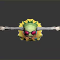 Cute Cartoon Child With Green Hair Red Bows Orange Top Yellow Skirt And Open Arms