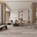 Modern Living Dining Room Interior With Neutral Tones Sofa Coffee Table And Display Shelves