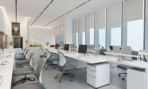 Modern public office area 3d model