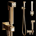 Elegant Modern Golden Shower System With Handheld Fixed Heads And Faucet