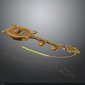 Handcrafted Traditional Wooden String Instrument with Decorative Beads Long Neck and Colorful Gemstone Inlays