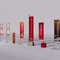 Outdoor Advertising Billboards With Red Design Different Sizes And Vertical 3d model