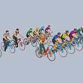 Group of People Riding Colorful Bicycles Together in Outdoor Activity