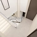 Modern Elevator Hallway Interior With Glass Railing Stairs And Ambient Lighting 3d model