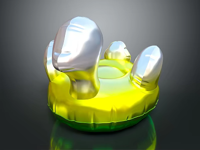 Bright Yellow Green Inflatable Water Float Sports Equipment With Silver Head Design 3d model