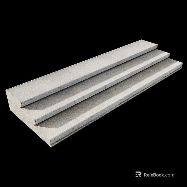 Simple Concrete Stairs Design With Three Steps And Smooth Surface 3d model 