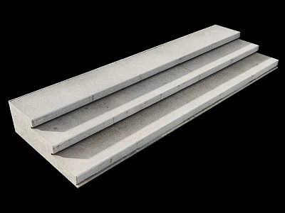 Simple Concrete Stairs Design With Three Steps And Smooth Surface 3d model