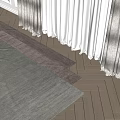 Soft Woven Square Rug On Wooden Floor With Sheer Curtains And Sunlight