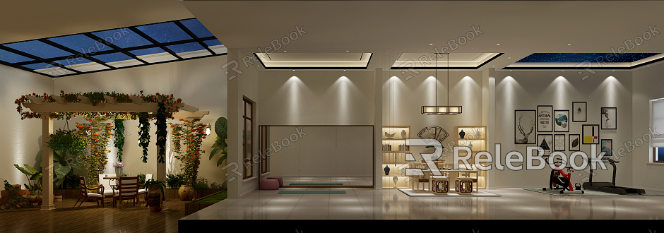 New Chinese Entertainment Room Underground Living Room model