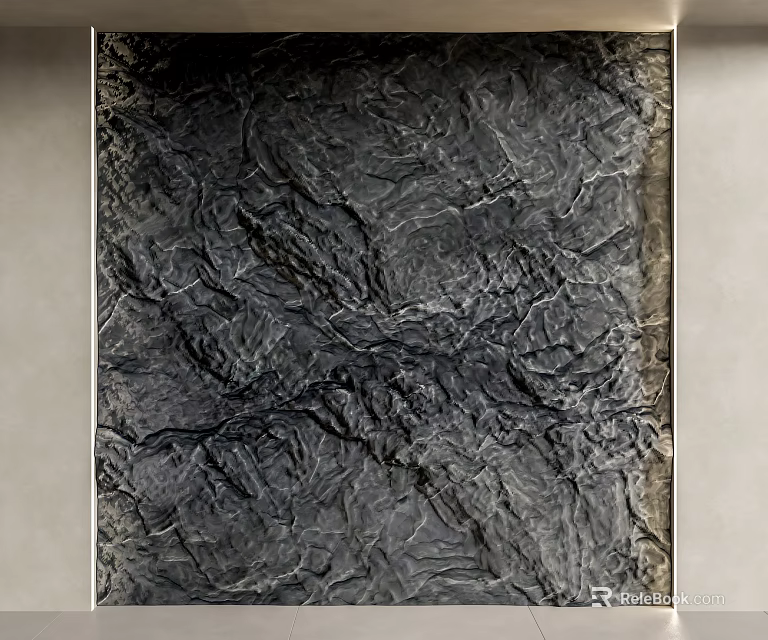 Textured Dark Feature Wall With Natural Rough Stone Like Surface Design 3d model 