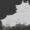 Traditional Ancient Architecture Featuring Multi Layered Black Roof And Wooden Structure With Stone Steps